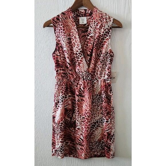 Mac+Jac Small Mini Sleeveless SheerDress Animal Print Elastic Waist Lightweight - Picture 1 of 8